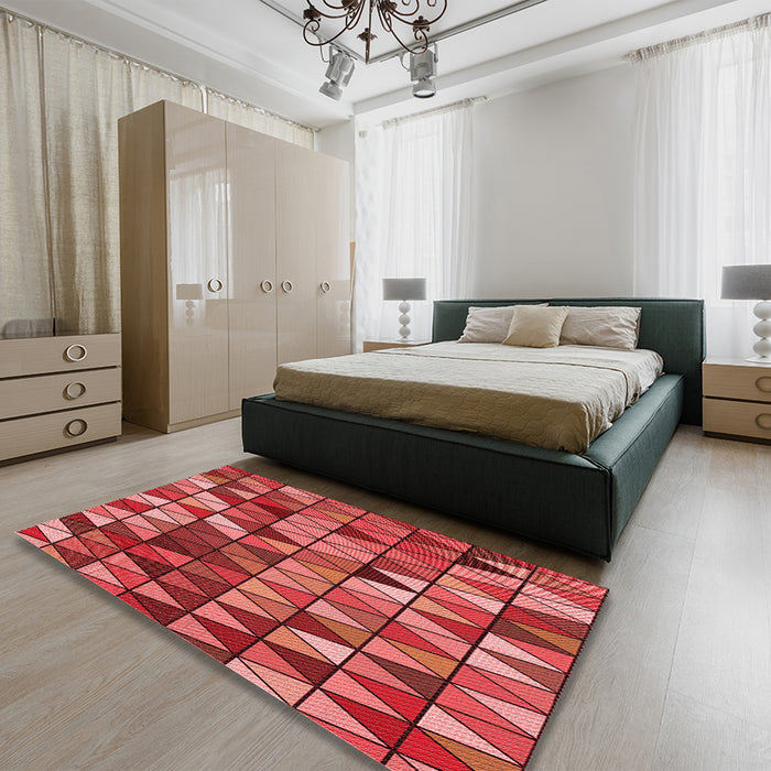 Machine Washable Transitional Red Rug in a Family Room, wshpat74rd