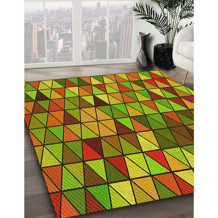 Patterned Pistachio Green Rug in Family Room, pat74yw