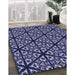 Patterned Night Blue Rug in Family Room, pat740blu