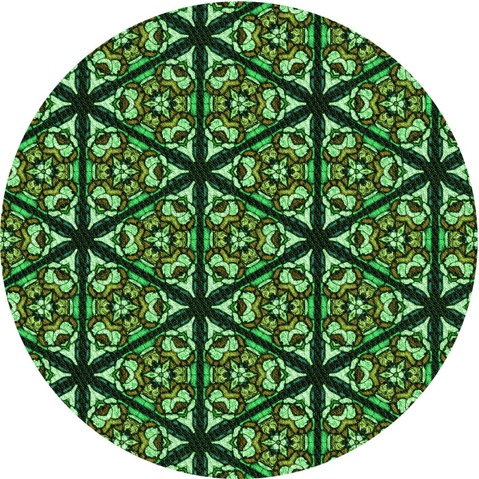 Square Patterned Dark Forest Green Rug, pat740grn
