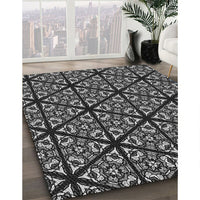 Patterned Midnight Gray Rug, pat740gry