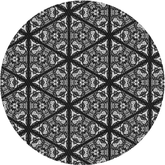 Square Patterned Midnight Gray Rug, pat740gry
