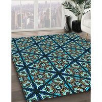 Patterned Charcoal Black Rug, pat740lblu