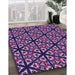 Patterned Dark Purple Rug in Family Room, pat740pur