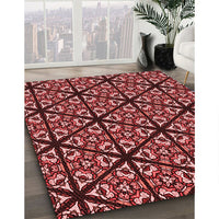 Patterned Maroon Red Rug, pat740rd