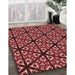 Patterned Maroon Red Rug in Family Room, pat740rd
