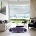 Square Patterned Deep Purple Rug in a Living Room, pat741blu