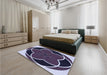 Patterned Deep Purple Rug in a Bedroom, pat741blu