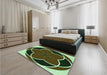 Patterned Midnight Gray Rug in a Bedroom, pat741grn