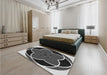 Patterned Charcoal Black Rug in a Bedroom, pat741gry