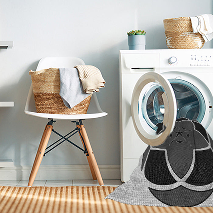 Machine Washable Transitional Charcoal Black Rug in a Washing Machine, wshpat741gry