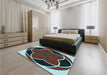 Patterned Blue Rug in a Bedroom, pat741lblu