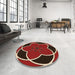 Round Patterned Light Copper Gold Rug in a Office, pat741org