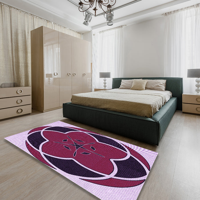 Patterned Purple Purple Rug in a Bedroom, pat741pur