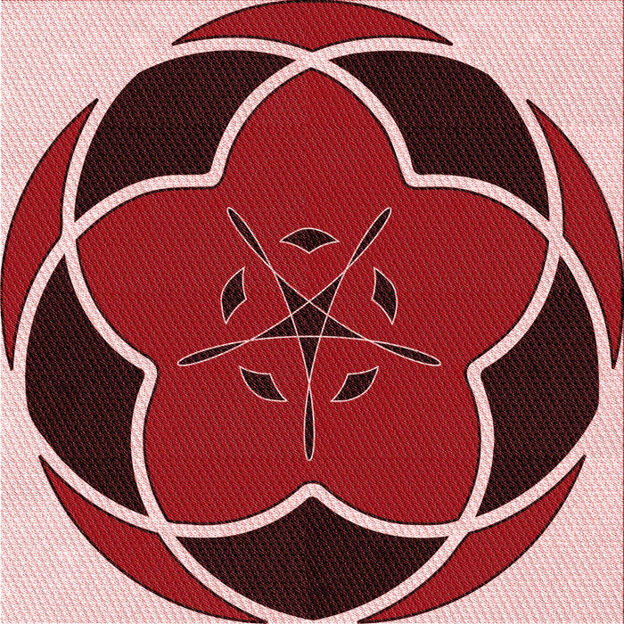 Round Patterned Tomato Red Rug, pat741rd