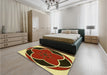 Patterned Metallic Gold Rug in a Bedroom, pat741yw