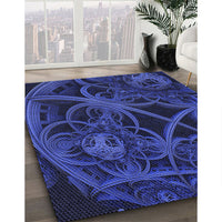 Patterned Ocean Blue Rug, pat742blu