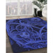 Patterned Ocean Blue Rug in Family Room, pat742blu