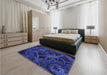 Patterned Ocean Blue Rug in a Bedroom, pat742blu