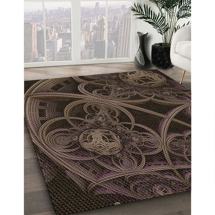 Machine Washable Transitional Midnight Gray Rug in a Family Room, wshpat742brn
