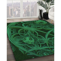 Patterned Dark Forest Green Rug, pat742grn