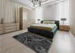 Patterned Ash Gray Rug in a Bedroom, pat742gry