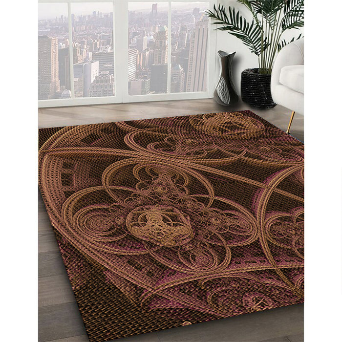 Machine Washable Transitional Mahogany Brown Rug in a Family Room, wshpat742org