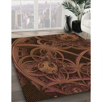 Patterned Mahogany Brown Rug, pat742org