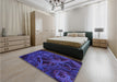 Patterned Midnight Blue Rug in a Bedroom, pat742pur