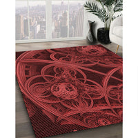 Patterned Maroon Red Rug, pat742rd