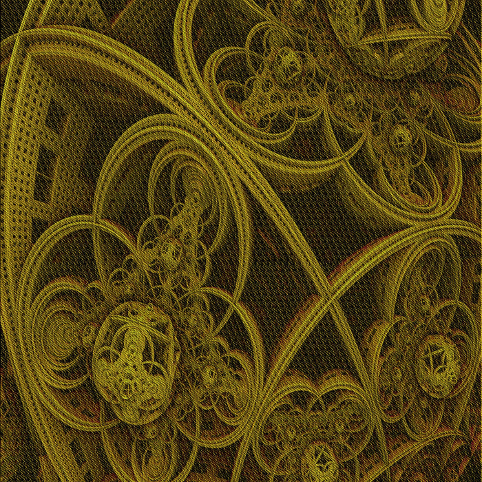 Patterned Dark Yellow Green Rug, pat742yw