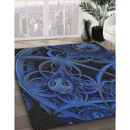 Machine Washable Transitional Night Blue Rug in a Family Room, wshpat742