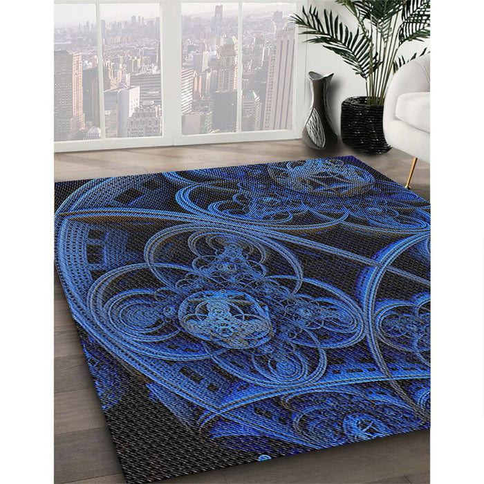 Machine Washable Transitional Night Blue Rug in a Family Room, wshpat742