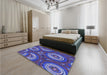 Patterned Light Slate Blue Rug in a Bedroom, pat743blu