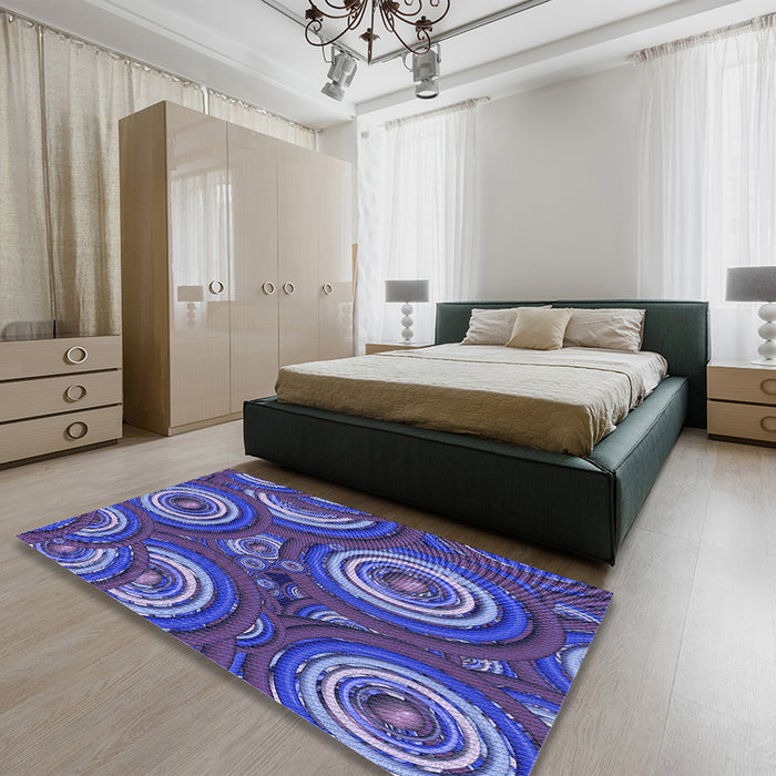 Patterned Light Slate Blue Rug in a Bedroom, pat743blu