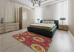 Patterned Copper Brown Rug in a Bedroom, pat743brn