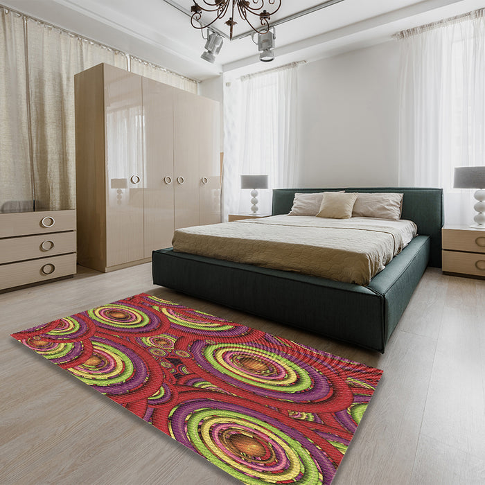 Patterned Copper Brown Rug in a Bedroom, pat743brn