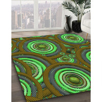 Patterned Milk Chocolate Brown Rug, pat743grn