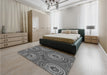 Patterned Gray Rug in a Bedroom, pat743gry