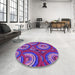 Round Patterned Medium Violet Red Pink Rug in a Office, pat743pur