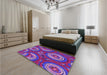 Patterned Medium Violet Red Pink Rug in a Bedroom, pat743pur