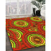 Patterned Red Rug in Family Room, pat743yw