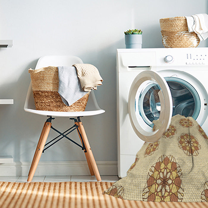 Machine Washable Transitional Sun Yellow Rug in a Washing Machine, wshpat744brn