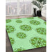 Machine Washable Transitional Green Rug in a Family Room, wshpat744grn