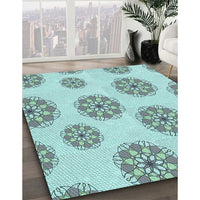 Patterned Light Aquamarine Green Rug, pat744lblu