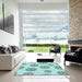 Square Patterned Light Aquamarine Green Rug in a Living Room, pat744lblu