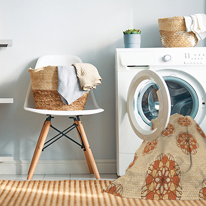 Machine Washable Transitional Orange Rug in a Washing Machine, wshpat744org