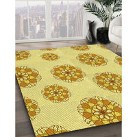 Patterned Caramel Brown Rug, pat744yw