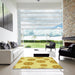 Square Patterned Caramel Brown Rug in a Living Room, pat744yw