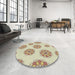 Round Patterned Golden Blonde Gold Novelty Rug in a Office, pat744